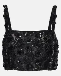 Dolce & Gabbana Top cropped con paillettes Nero