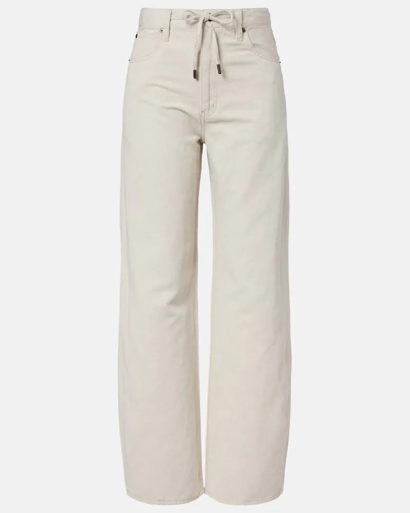 Frame Denim Jeans Off Duty a gamba larga con coulisse Beige