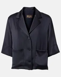 Loro Piana Camicia Jaime in raso di seta Blu