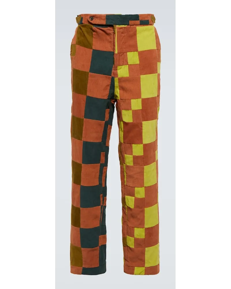 BODE Pantaloni patchwork in velluto a coste Multicolore