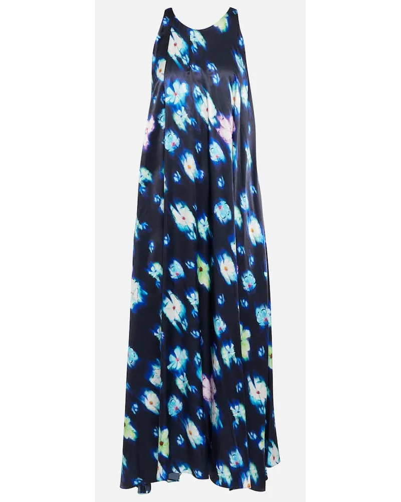 Dorothee Schumacher Abito midi in raso con stampa Blu
