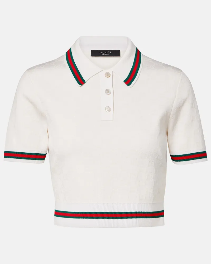 Gucci Polo in jacquard GG Bianco