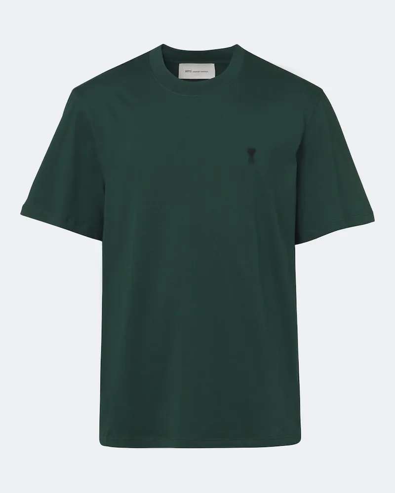 AMI Paris T-shirt Ami de Cœur in jersey di cotone Verde