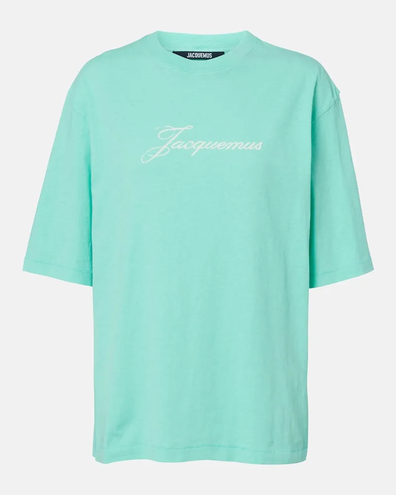 Jacquemus T-shirt in jersey di cotone e canapa con logo Verde