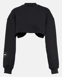 adidas Felpa cropped in jersey di cotone Nero