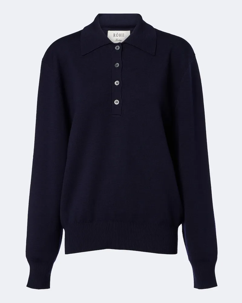 Róhe Róhe Pullover polo in lana Blu