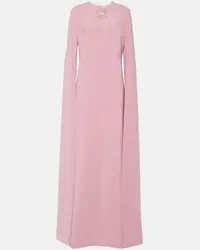 Elie Saab Abito lungo in misto seta con mantella Rosa