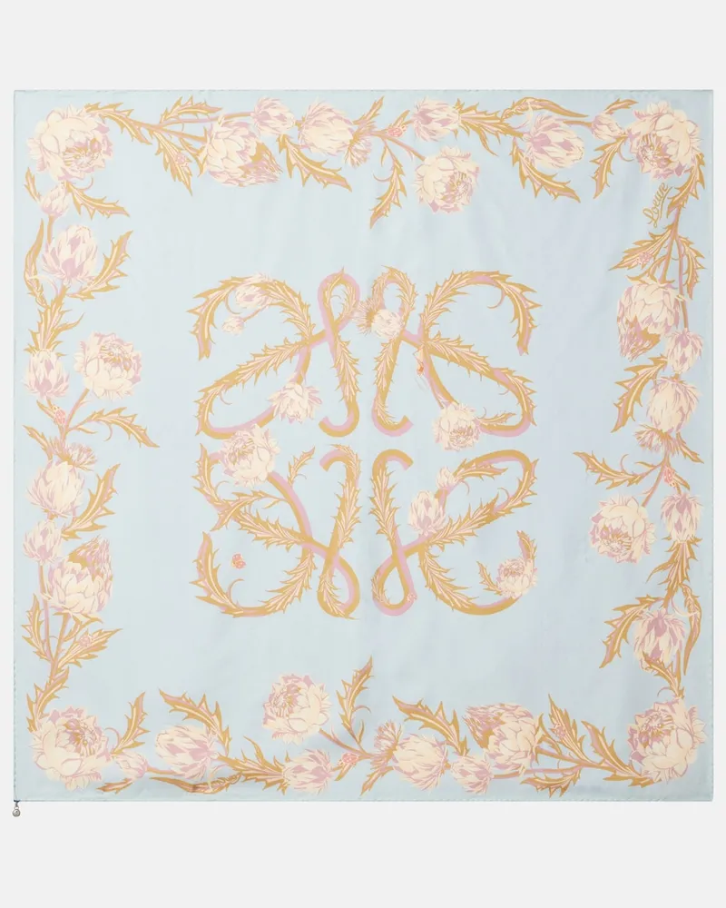 Loewe Sciarpa in twill di seta con stampa Multicolore
