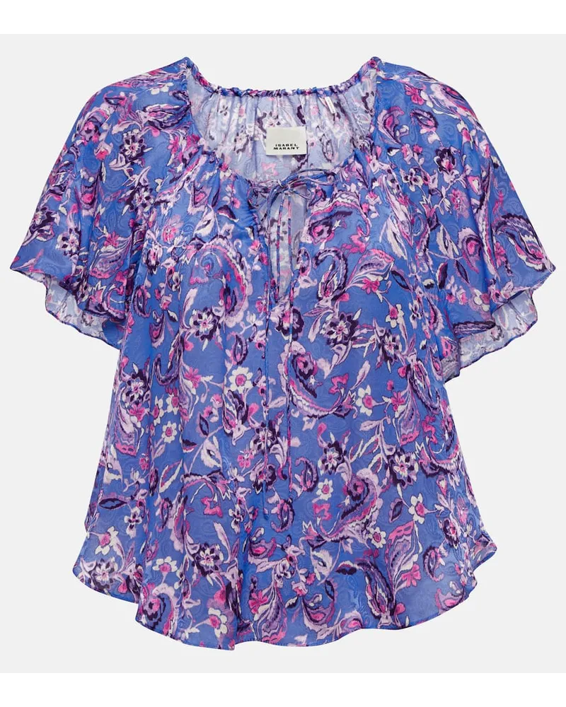 Isabel Marant Top Penelope in misto seta con stampa Multicolore