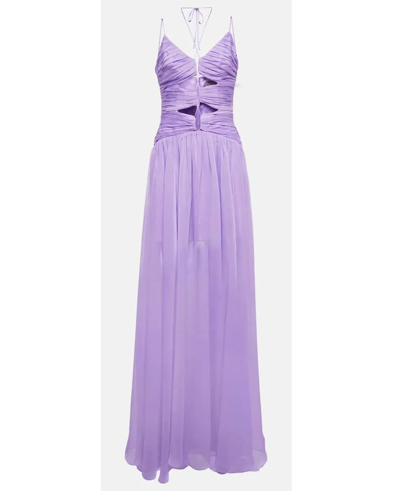RASARIO Abito lungo in chiffon con cut-out Viola