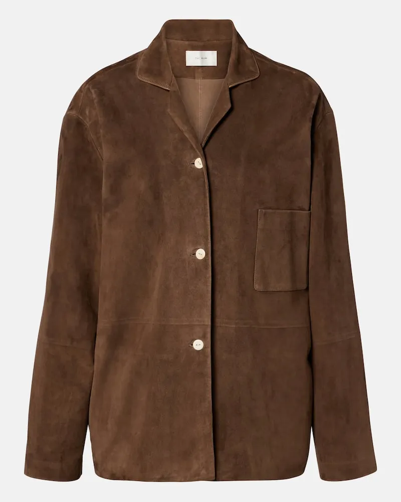 The Row Camicia Janine in suede Marrone