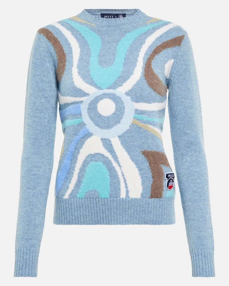 Emilio Pucci x Fusalp - Cardigan in lana con intarsi Blu