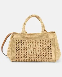 Miu Miu Borsa in crochet con logo Beige