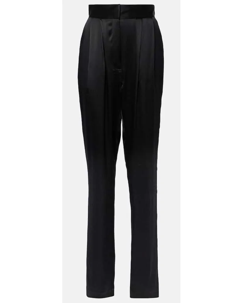 TOVE Pantaloni regular Remi in seta a vita alta Nero