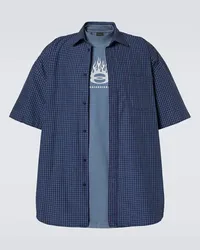 Balenciaga Camicia in cotone con logo Blu