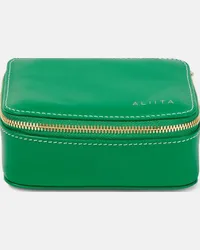 Aliita Borsa portagioie in pelle con logo Verde