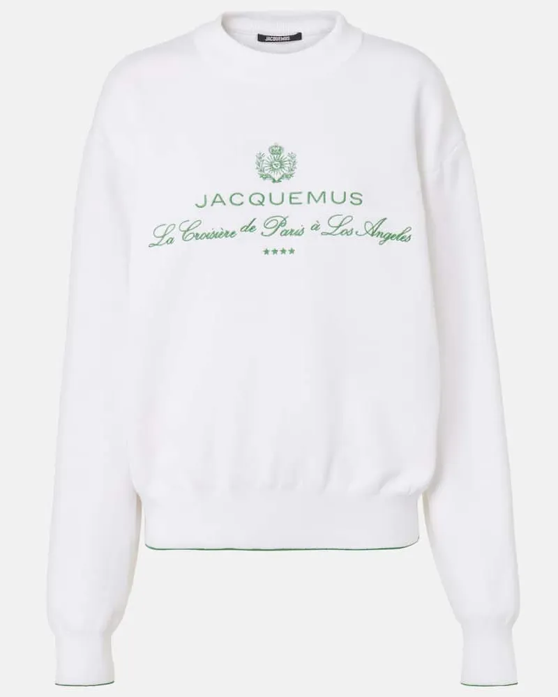 Jacquemus Felpa Vince in misto cotone con ricamo Bianco