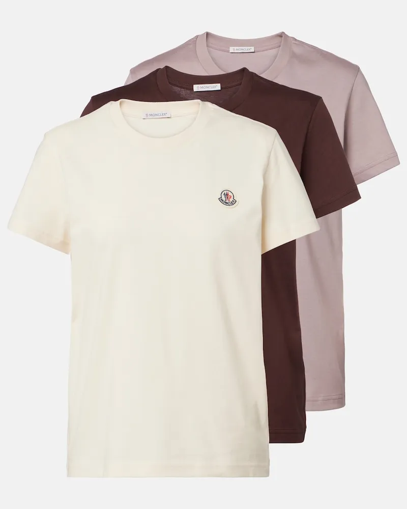 Moncler T-shirt in jersey di cotone con logo Multicolore