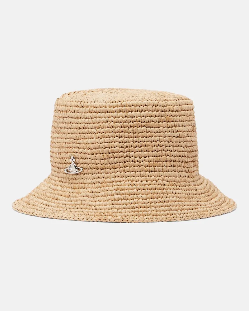 Vivienne Westwood Cappello da pescatore Orb in rafia Beige