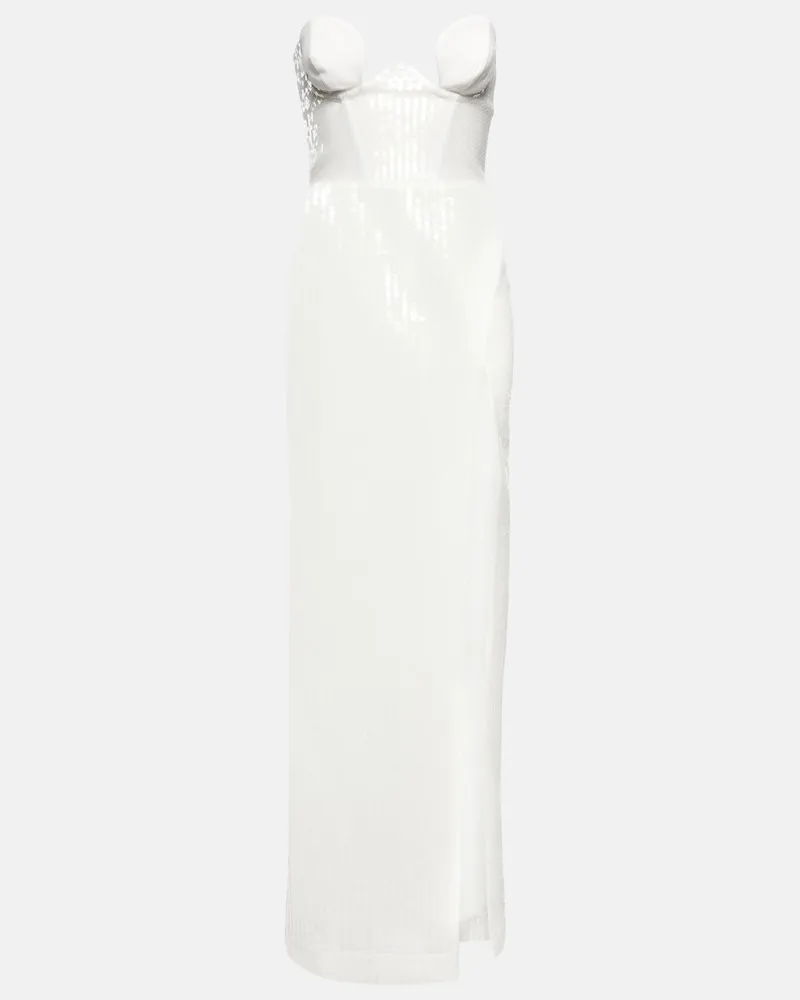 Nensi Dojaka Bridal - Abito lungo con paillettes Bianco