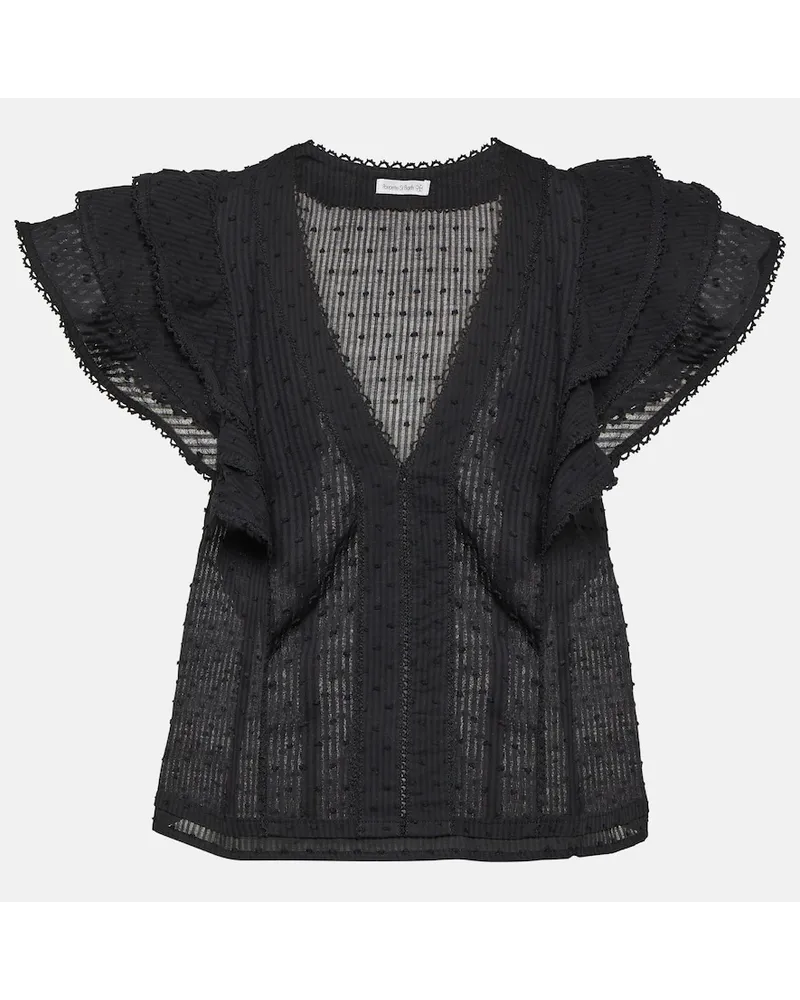 Poupette St Barth Top Brie in cotone a righe Nero