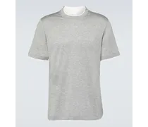 Brunello Cucinelli T-shirt in seta e cotone Grigio