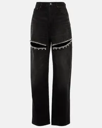 Area Jeans regular con cut-out e cristalli Nero