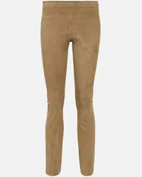 Stouls Pantaloni slim Jacky in suede Beige