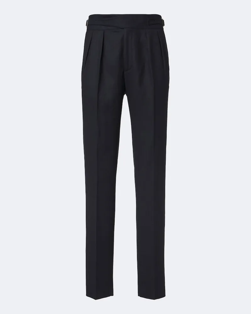 Rubinacci Pantaloni tapered in lana vergine plissé Blu