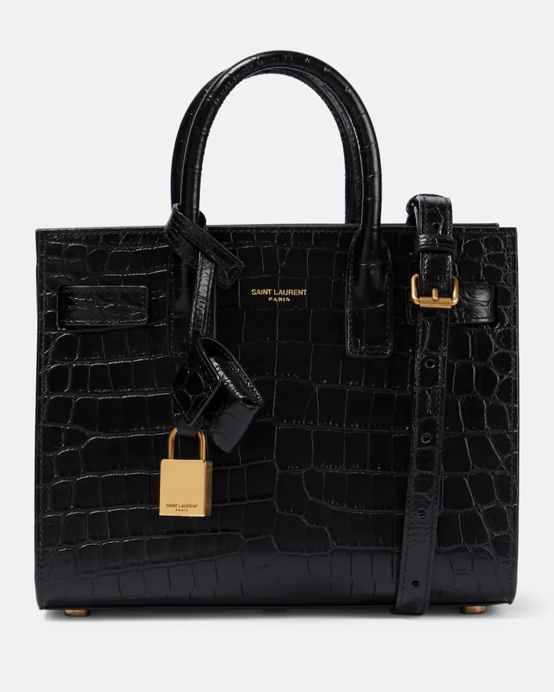 Saint Laurent Borsa Sac De Jour Nano in pelle con stampa Nero
