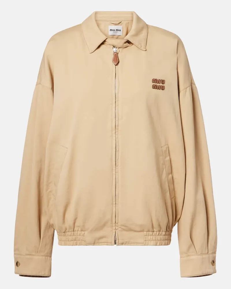 Miu Miu Blusa di jeans con logo Beige