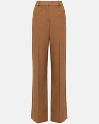 Stella McCartney Pantaloni in lana a vita alta Marrone