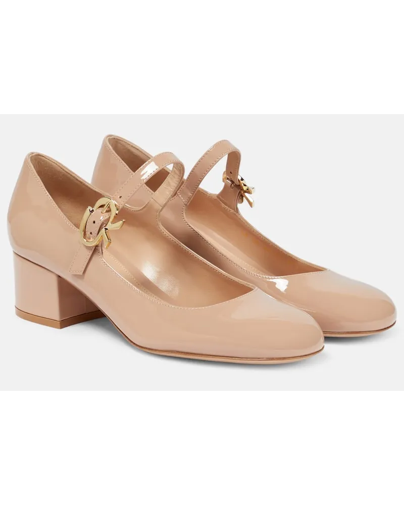 Gianvito Rossi Pumps Mary Jane Ribbon in vernice Rosa