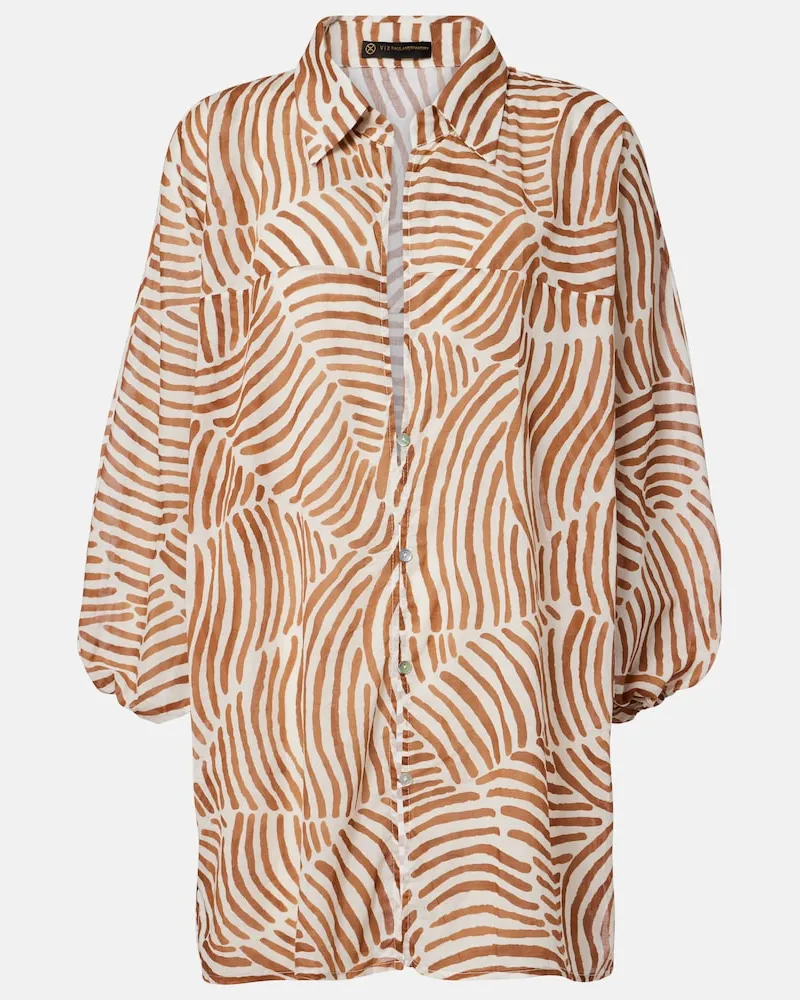 ViX Camicia oversize Moana in cotone con stampa Marrone