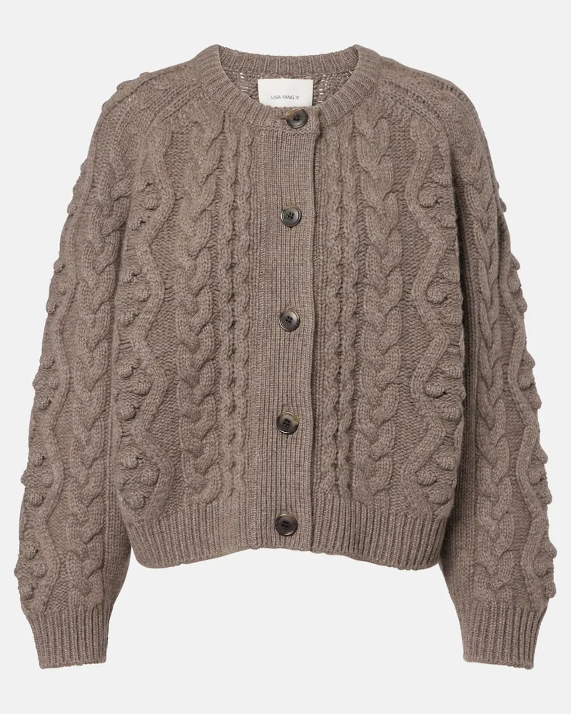 Lisa Yang Cardigan Winroe in cashmere a trecce Grigio