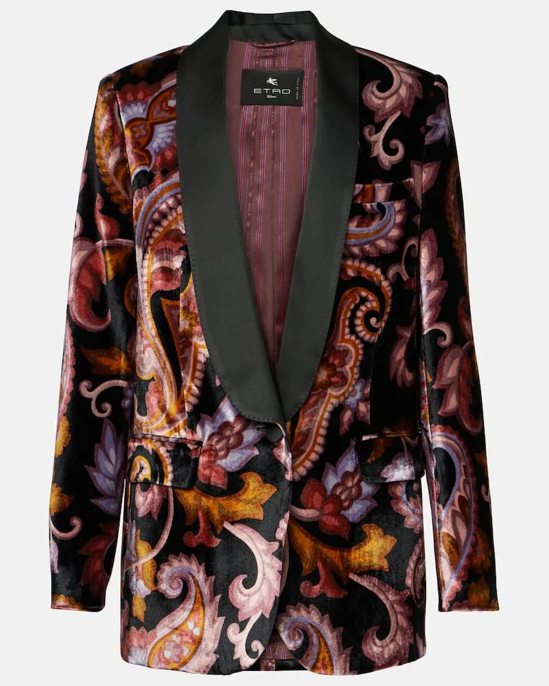 Etro Blazer in velluto con stampa paisley Multicolore