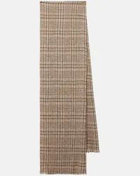 Brunello Cucinelli Foulard in lana e cashmere a quadri Beige