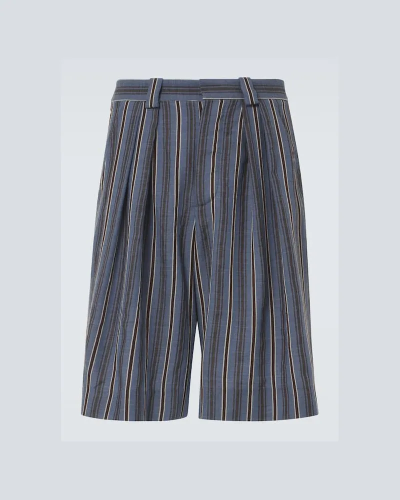 King & Tuckfield Bermuda in lana a righe Blu