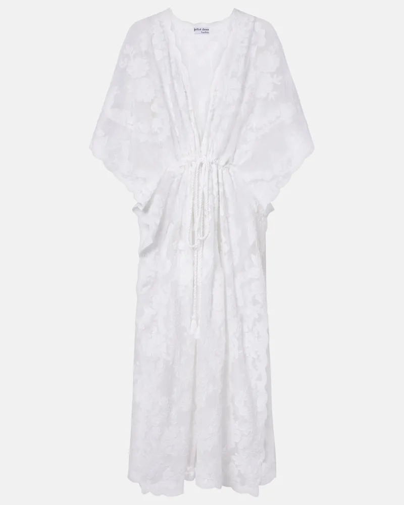 Juliet Dunn Caftano in cotone con ricamo Bianco