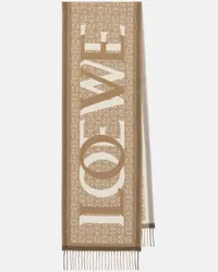 Loewe Sciarpa Love in lana e cashmere Beige