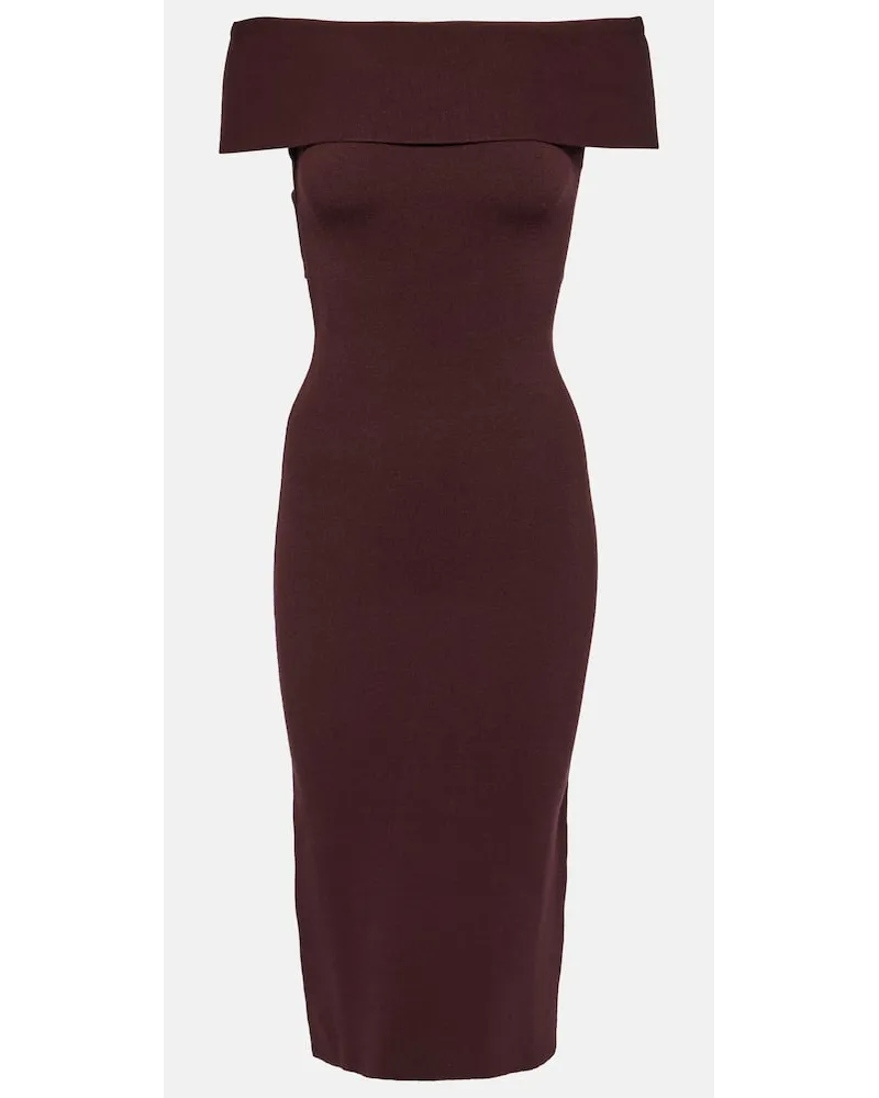 Altuzarra Abito midi Marceau con scollo bardot Marrone