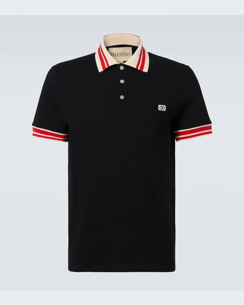 Valentino Garavani Polo VLogo in piquÃ© di cotone Nero