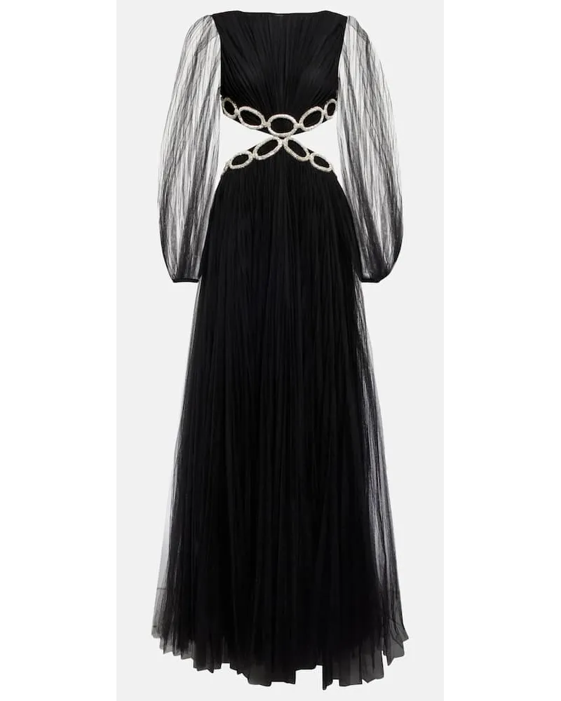 Valentino Garavani Abito lungo in tulle con cut-out Nero