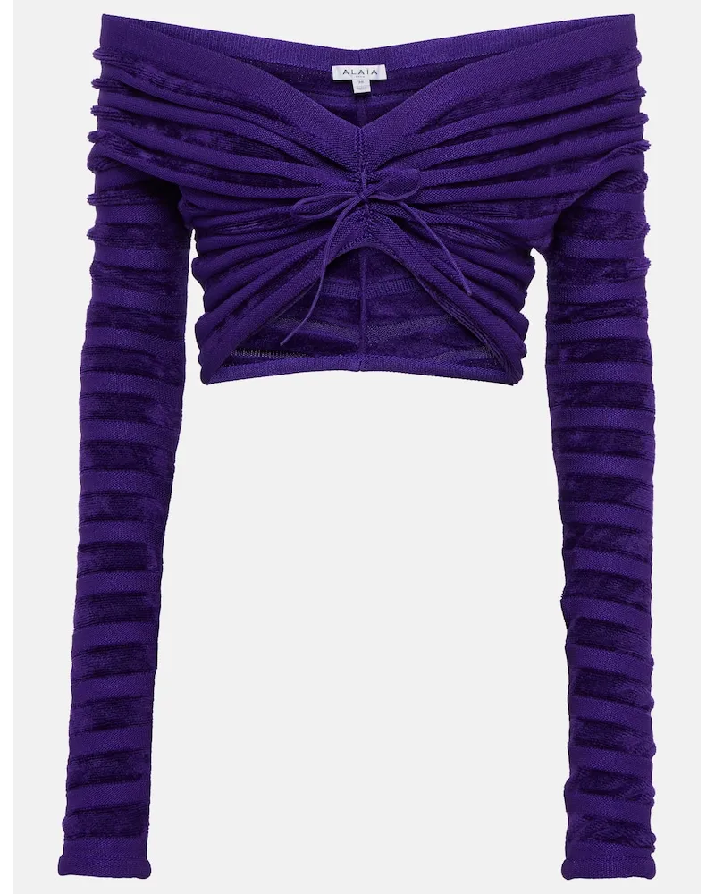 Alaïa AlaÃ¯a Top con scollo bardot Viola