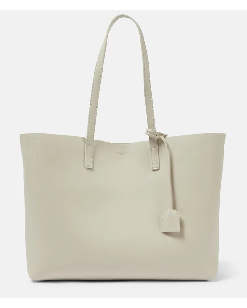 Saint Laurent Borsa Shopping E/W in pelle Bianco