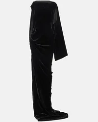 Rick Owens Abito lungo monospalla in velluto Nero