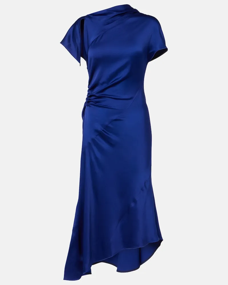 Victoria Beckham Abito midi in crÃªpe satin asimmetrico Blu