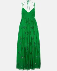 Erdem Abito midi in misto cotone con ricamo Verde