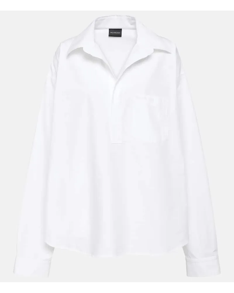 Balenciaga Camicia oversize in popeline di cotone Bianco