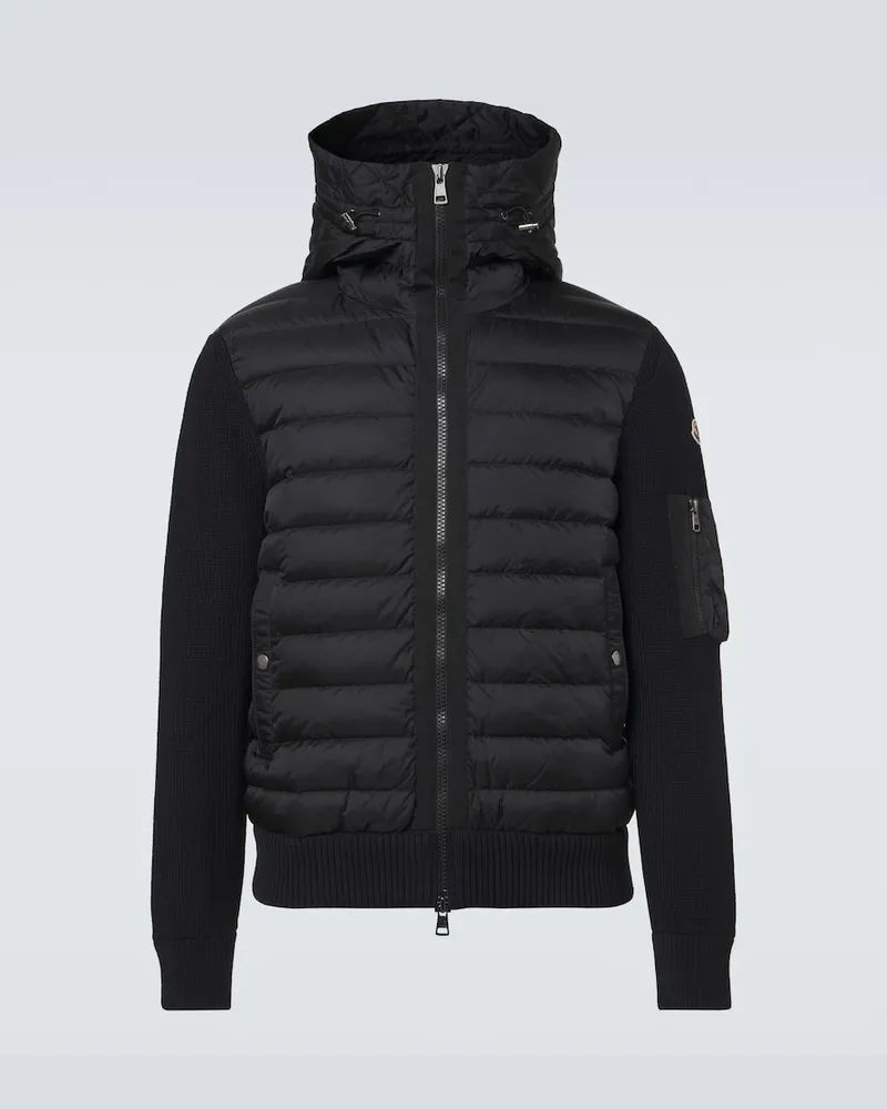 Moncler Cardigan in misto lana e piuma Nero